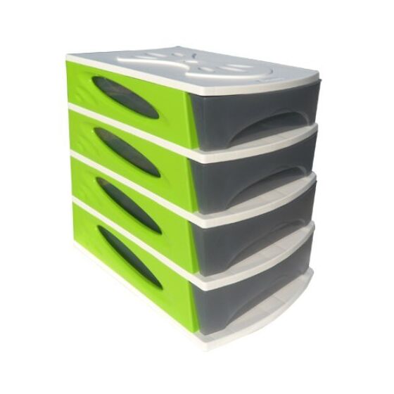 BAMA Ιταλίας Πλαστική Συρταριέρα 26x35x39cm 4όροφη Γραφείου Γκρι-Λευκό-Λαχανί GROUP