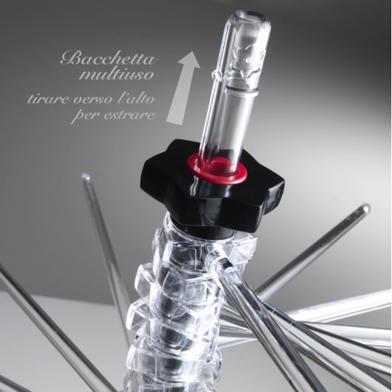 MARCATO Ιταλίας Στεγνωτήρι Ζυμαρικών Design με 16 Ράβδους MAX Αντοχή 2kg Βάση Αλουμινίου-Πλαστικοί Ράβδοι Μαύρο