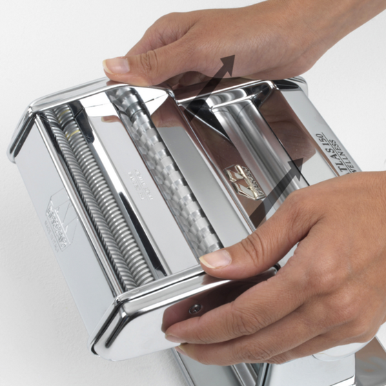 MARCATO Ιταλίας ATLAS150 Classic Σετ Μηχανή Φύλλου και Ζυμαρικών με Αξεσουάρ για Παρασκευή Ζυμαρικών Reginette, Spaghetti και Raviolini MULTIPAST150