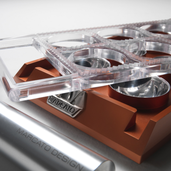 MARCATO Ιταλίας Φόρμα Design 10 θέσεων Μπλε για Ζυμαρικά Ravioli 34x12.5x2cm και Πλάστης