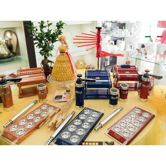 MARCATO Ιταλίας Φόρμα Design 10 θέσεων Μπλε για Ζυμαρικά Ravioli 34x12.5x2cm και Πλάστης