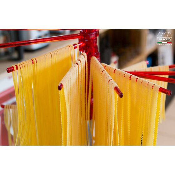 MARCATO Ιταλίας Στεγνωτήρι Ζυμαρικών Design με 16 Ράβδους MAX Αντοχή 2kg Βάση Αλουμινίου-Πλαστικοί Ράβδοι Κόκκινο