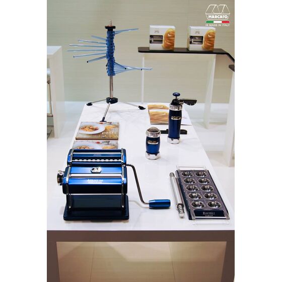 MARCATO Ιταλίας Φόρμα Design 10 θέσεων Μπλε για Ζυμαρικά Ravioli 34x12.5x2cm και Πλάστης