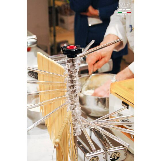 MARCATO Ιταλίας Στεγνωτήρι Ζυμαρικών Design με 16 Ράβδους MAX Αντοχή 2kg Βάση Αλουμινίου-Πλαστικοί Ράβδοι Διάφανο