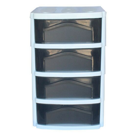 BAMA Ιταλίας Πλαστική Συρταριέρα 30x40x51cm 4όροφη Γραφείου με Ρόδες Λευκό-Διάφανο