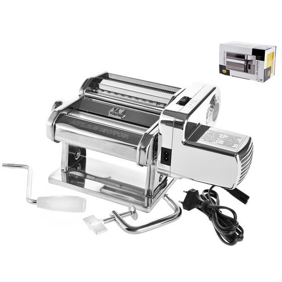 MARCATO Ιταλίας ATLASMOTOR Μηχανή Φύλλου και Ζυμαρικών με Μοτέρ Ηλεκτρικό 220V 32x20x15.5cm Επιχρωμιωμένο Ατσάλι Διαιρούμενη MAX Πλάτος Ζύμης 15cm Βάρος 4.30kg