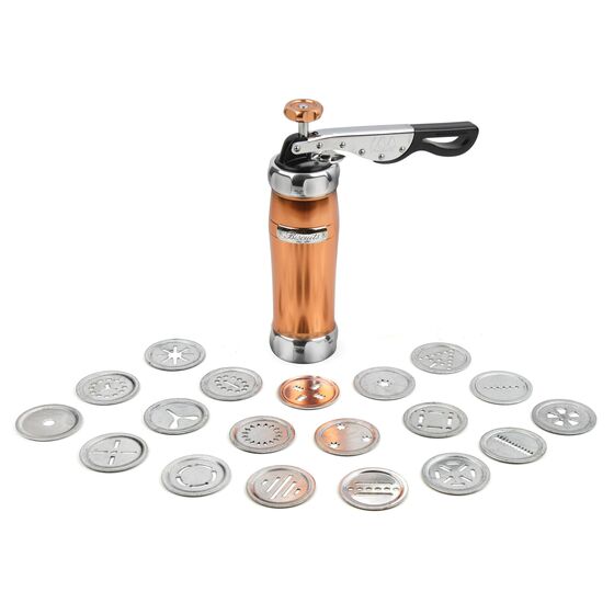 MARCATO Ιταλίας Μπισκοτομηχανή Design 2 Επιπέδων 5.5x5.5x21cm με 20 Κεφαλές για Μπισκότα Ανοδιωμένο Αλουμίνιο Ροζ