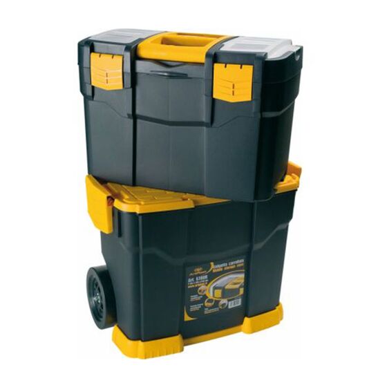 Εργαλειοθήκη Τροχήλατη Αποσπώμενη 2σε1 Επαγγελματική Πλαστική 46x27x67cm (29'') 2όροφη με 2 Ταμπακιέρες και Χειρολαβή Βάρος 4.73kg Μαύρο-Πορτοκαλί Artplast Ιταλίας