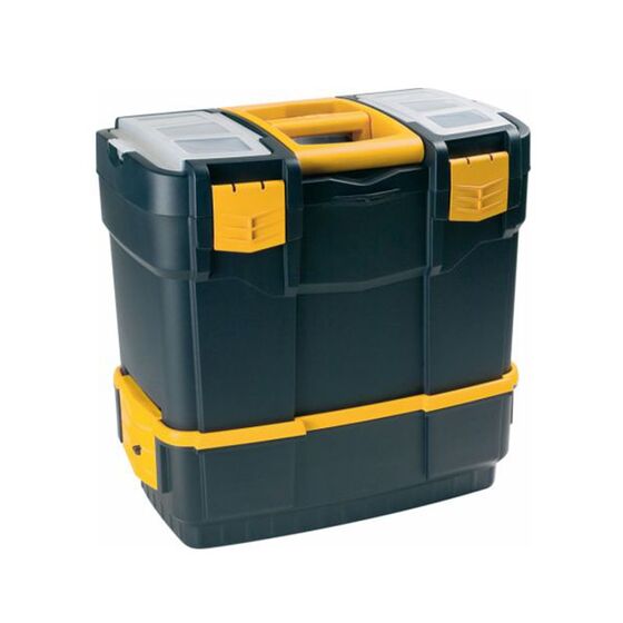 Εργαλειοθήκη Αποσπώμενη 2σε1 Επαγγελματική Πλαστική 46x27x45cm (21'') 2όροφη με 2 Ταμπακιέρες και Χειρολαβή Βάρος 3.53kg Μαύρο-Πορτοκαλί Artplast Ιταλίας