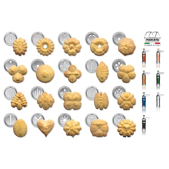 MARCATO Ιταλίας Μπισκοτομηχανή Design 2 Επιπέδων 5.5x5.5x21cm με 20 Κεφαλές για Μπισκότα Ανοδιωμένο Αλουμίνιο Ροζ