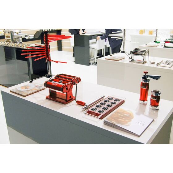 Marcato Φόρμα Design 10 θέσεων Κόκκινο για Ζυμαρικά Ravioli 34x12.5x2cm και Πλάστης