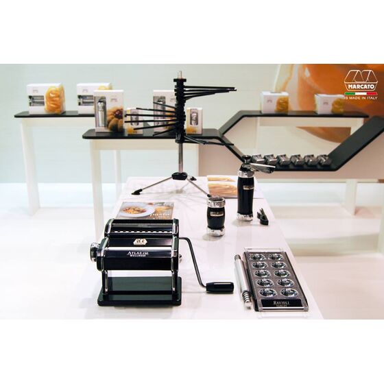 MARCATO Ιταλίας Φόρμα Design 10 θέσεων Μαύρο για Ζυμαρικά Ravioli 34x12.5x2cm και Πλάστης