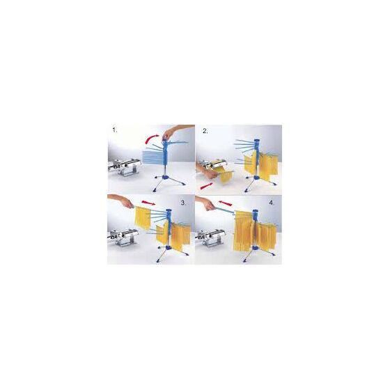 MARCATO Ιταλίας Στεγνωτήρι Ζυμαρικών Design με 16 Ράβδους MAX Αντοχή 2kg Βάση Αλουμινίου-Πλαστικοί Ράβδοι Μπλε