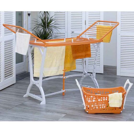 Απλώστρα Ρούχων Πλαστική 198x60x116cm 3φυλλη Άπλωμα 22m Αντοχή 25kg Βάρος 5kg Πορτοκαλί-Λευκό Panny BAMA Ιταλίας