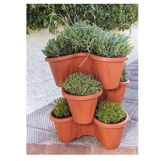 BAMA ITALY ΣΕΤ 3 Γλάστρες Σύνθεσης και Βάση Με Ρόδες Ø40x16cm 30lt Πλαστική Κεραμιδί 1.45kg TRIFOGLIO