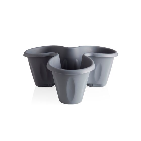 Γλάστρα Σύνθεσης Τριπλή Στοιβαζόμενη Ø40x16cm 6lt Πλαστική Γκρι 0.36kg TRIFOGLIO BAMA Ιταλίας