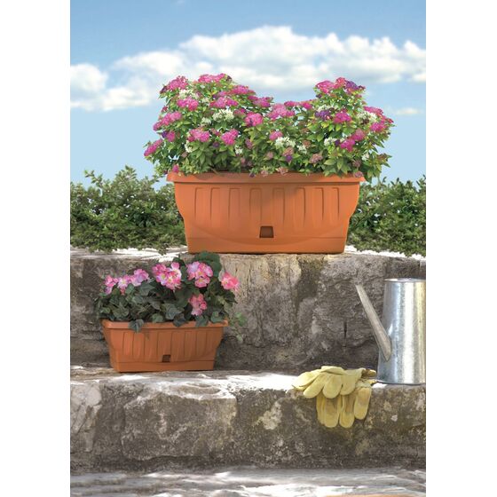 BAMA ITALY Ζαρντινιέρα Υψηλής Αντοχής 61x29x26cm 68lt με Αυτοποτιζόμενο Πιάτο 1.3kg Πλαστική Κεραμιδί NATURA