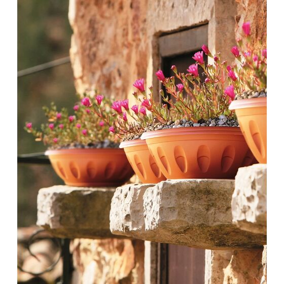 Γλάστρα Μπωλ Βαρέως Τύπου με Πιάτο Ø40x24x17cm 15lt Πλαστική Κεραμιδί  ALBA BAMA Ιταλίας