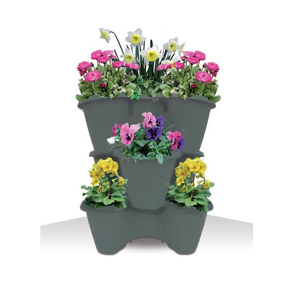 Γλάστρα Σύνθεσης Τριπλή Στοιβαζόμενη Ø40x16cm 6lt Πλαστική Γκρι 0.36kg TRIFOGLIO BAMA Ιταλίας