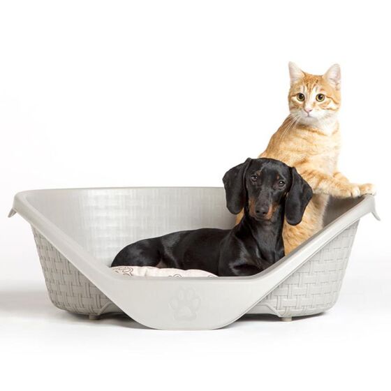 Κρεβάτι Σκύλου-Γάτας 110x77.5x36.5cm RATTAN με Σύστημα Αερισμού Γκρι BAMA Ιταλίας