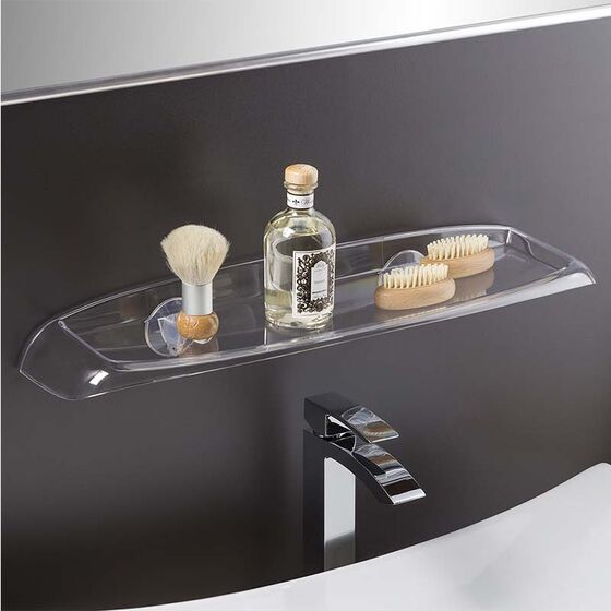 Εταζέρα - Ράφι Μπάνιου 60x15.5x6.5cm Πλαστική Επιτοίχια με Βίδες Διάφανη BAMA Ιταλίας