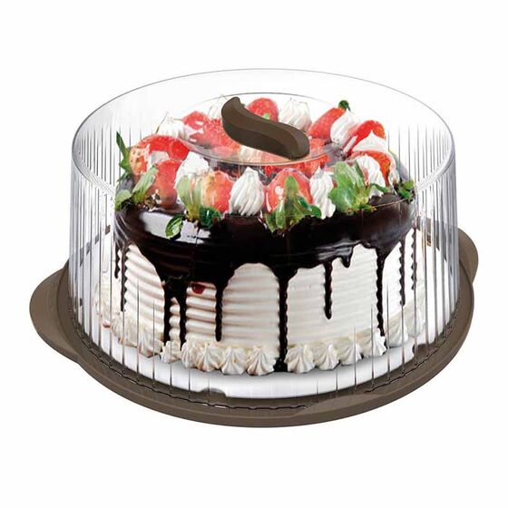 BAMA Ιταλίας Τουρτιέρα Πλαστική 36.5x33x14.8cm με Περιστρεφόμενη Βάση Καφέ-Διάφανο