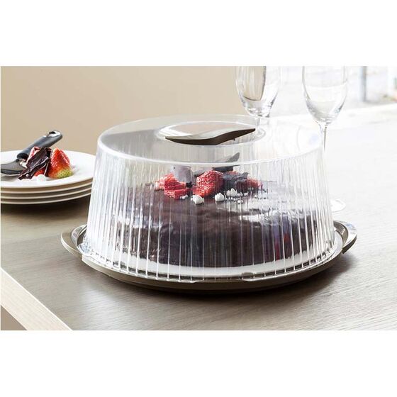 BAMA Ιταλίας Τουρτιέρα Πλαστική 36.5x33x14.8cm με Περιστρεφόμενη Βάση Καφέ-Διάφανο