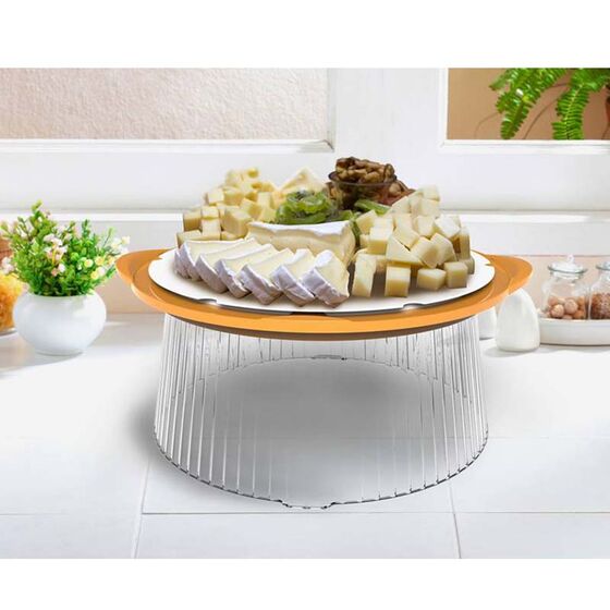 BAMA Ιταλίας Τουρτιέρα Πλαστική 36.5x33x14.8cm με Περιστρεφόμενη Βάση Κίτρινο-Διάφανο