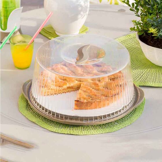 BAMA Ιταλίας Τουρτιέρα Πλαστική 36.5x33x14.8cm με Περιστρεφόμενη Βάση Καφέ-Διάφανο