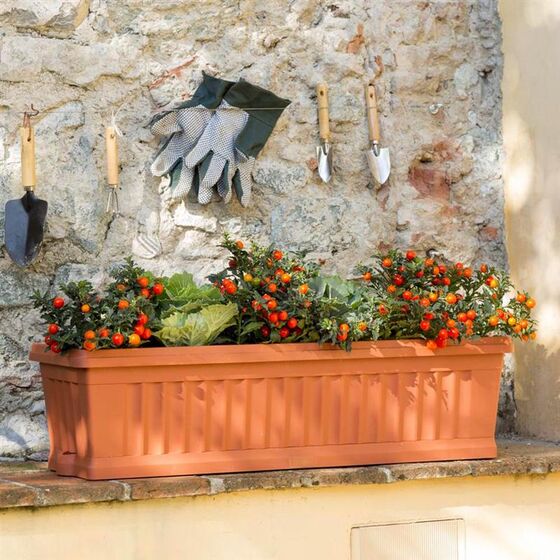 BAMA ITALY Ζαρντινιέρα Κήπου/Μπαλκονιού 60x18.5x16.5cm 12lt με Πιάτο Πράσινο Σκούρο