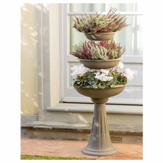 Ανθοστήλη/Γλάστρα Συντριβάνι Ø50x114cm 3 Ορόφων 29.2lt Λευκή BAMA Ιταλίας