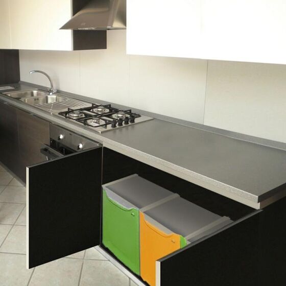 ARTPLAST Ιταλίας Κάδος Ανακύκλωσης Απορριμμάτων Κουζίνας 34x29x47cm 46+20lt Πλαστικός Πράσινο