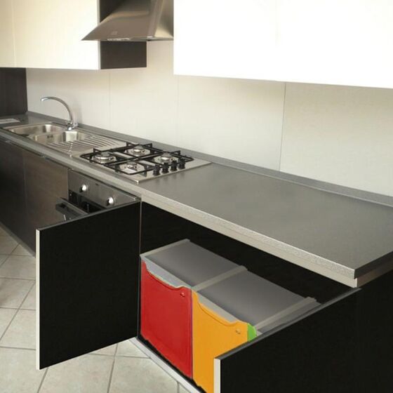 ARTPLAST Ιταλίας Κάδος Ανακύκλωσης Απορριμμάτων Κουζίνας 34x29x47cm 46+20lt Πλαστικός Πορτοκαλί