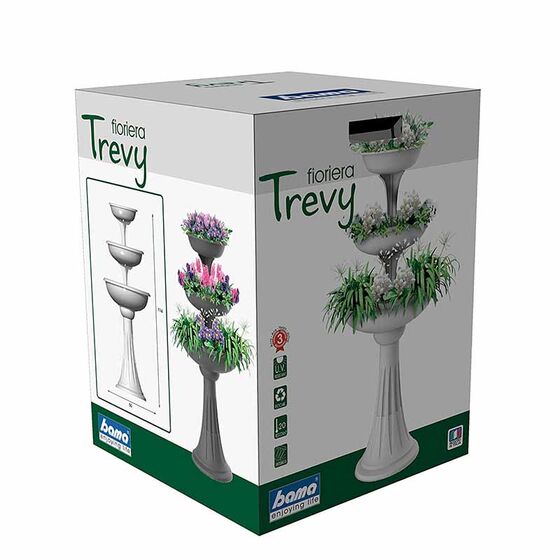 Ανθοστήλη/Γλάστρα Συντριβάνι Ø50x114cm 3 Ορόφων 29.2lt Λευκή BAMA Ιταλίας