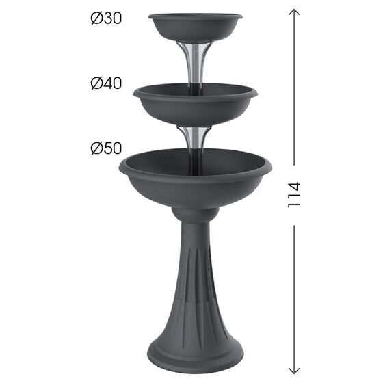 Ανθοστήλη/Γλάστρα Συντριβάνι Ø50x114cm 3 Ορόφων 29.2lt Ανθρακί BAMA Ιταλίας