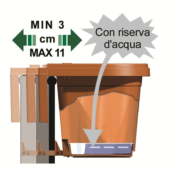 BAMA ITALY Ζαρντινιέρα Κρεμαστή 50x20x18.5cm 11lt με Ρυθμιζόμενους Βραχίονες και Σύστημα Αποστράγγισης 0.75kg Κεραμιδί RONDINE