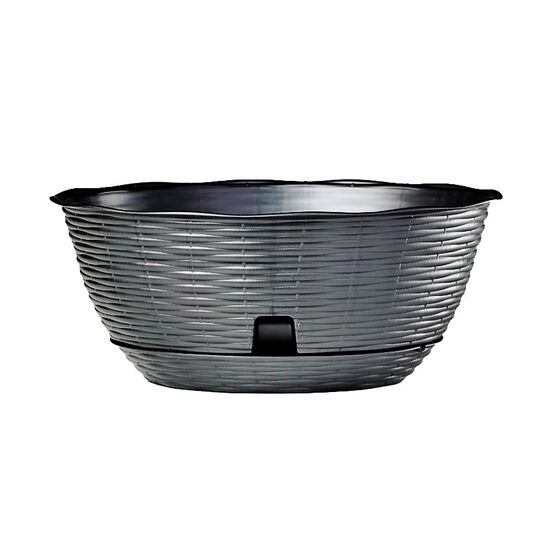 BAMA ITALY Γλάστρα Ψάθα Χαμηλή με Πιάτο Πλαστική Μολυβί PAGLIA