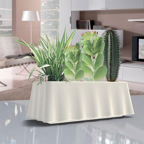 BAMA ITALY Ζαρντινιέρα Αυτοποτιζόμενη 50x20x17.5cm Κυματιστή 8,7lt Πλαστική Λευκή