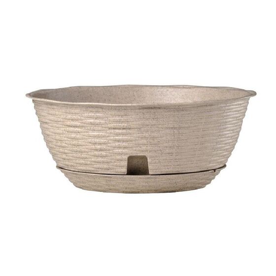 BAMA ITALY Γλάστρα Ψάθα Χαμηλή με Πιάτο Πλαστική Κρεμ PAGLIA