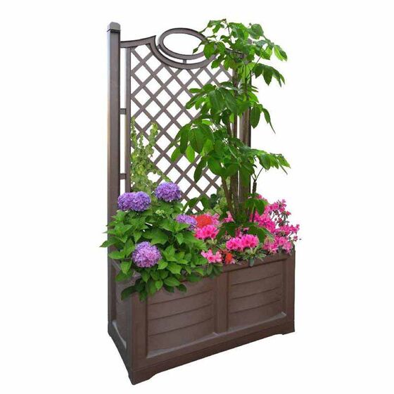 BAMA ITALY Θήκη Ζαρντινιέρας Βαρέως Τύπου 80x43x150cm 120lt με Πέργολα Καφέ Σκούρο