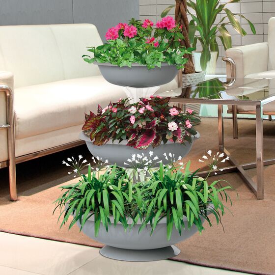 Ανθοστήλη/Γλάστρα Συντριβάνι Ø50x64cm 3 Ορόφων 29.2lt Γκρι BAMA Ιταλίας