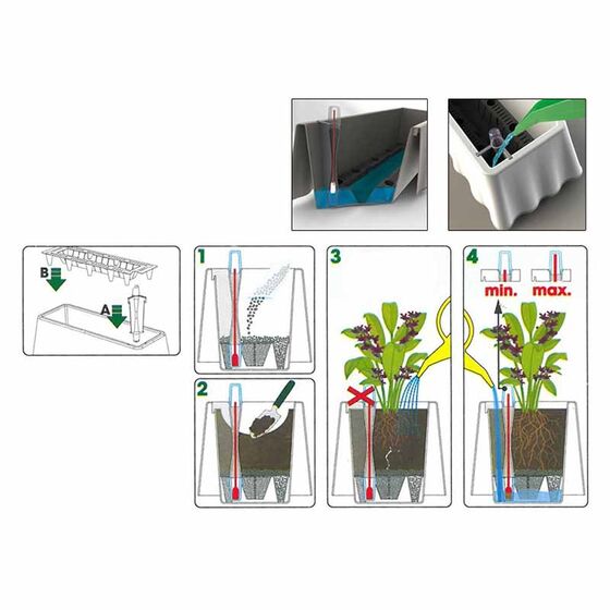 BAMA ITALY Ζαρντινιέρα Αυτοποτιζόμενη 50x20x17.5cm Κυματιστή 8,7lt Πλαστική Λευκή