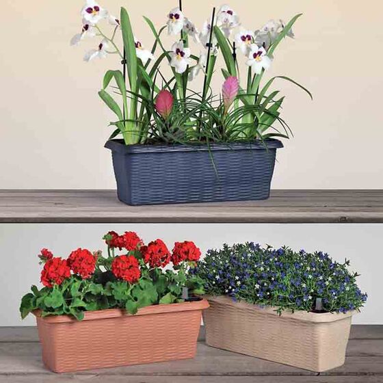 BAMA ITALY Ζαρντινιέρα Αυτοποτιζόμενη Πλαστική Ψάθα Κεραμιδί