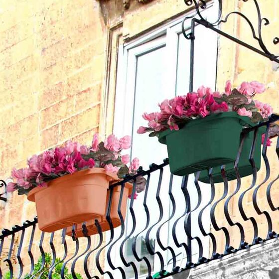 BAMA ITALY Ζαρντινιέρα Διπλή Ρυθμιζόμενη σε Κουπαστή Πλαστική με Αποστράγγιση Επεκτεινόμενη 3-13cm Κεραμιδί