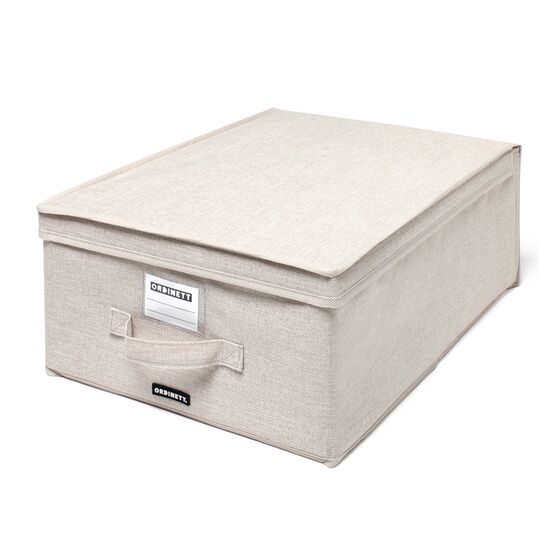 ORDINETT Ιταλίας Κουτί Αποθήκευσης Ρούχων 40x50x25cm Πολυεστέρας 50lt 1.23kg BOX LARGE LINETTE Μπεζ