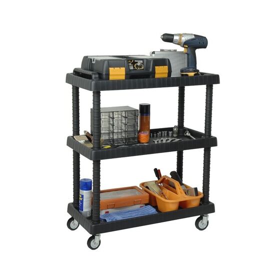 ARTPLAST Ιταλίας Πάγκος Εργασίας - Τρόλεϊ Μεταφοράς Πλαστικό Ρυθμιζόμενο 3όροφο 75x37.5x92 cm με Ρόδες και Χειρολαβή