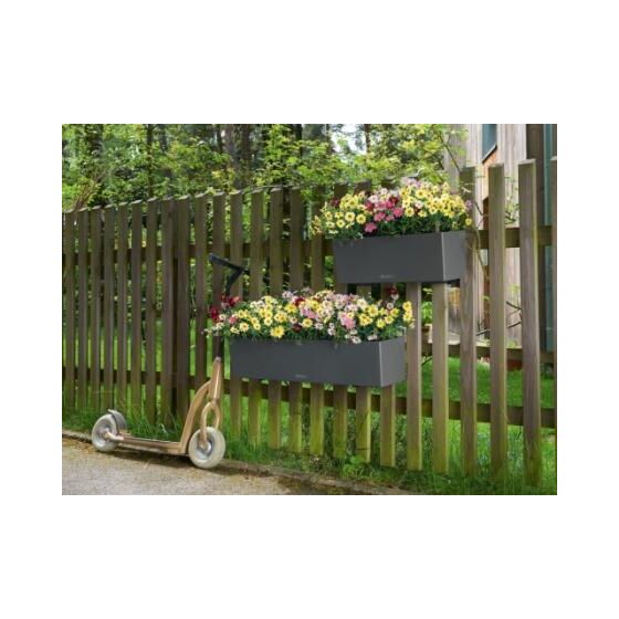 LECHUZA Balconera Color80 Ζαρντινιέρα 79x19x19cm Αυτοποτιζόμενη με 2 Δοχεία Φύτευσης ΑΝΘΡΑΚΙ Γερμανίας