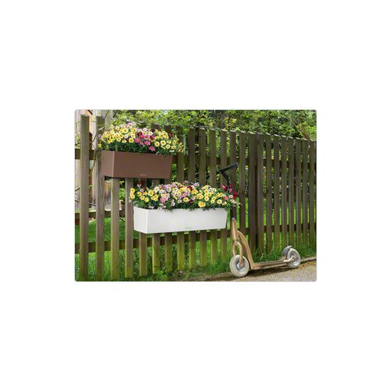 LECHUZA Balconera Color80 Ζαρντινιέρα 79x19x19cm Αυτοποτιζόμενη με 2 Δοχεία Φύτευσης ΛΕΥΚΗ Γερμανίας