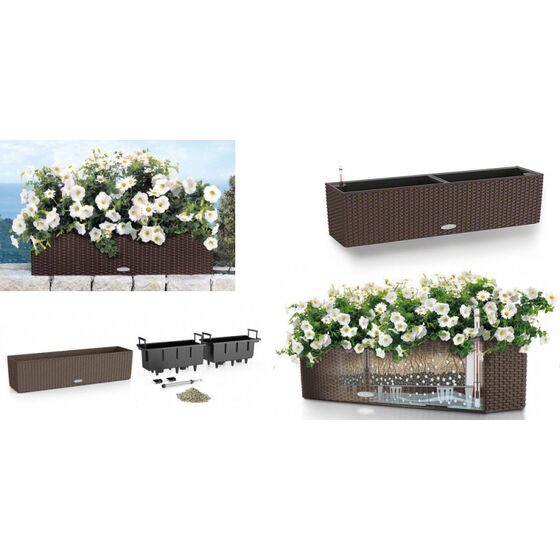 LECHUZA Balconera Cottage80 Ζαρντινιέρα 79x19x19cm Αυτοποτιζόμενη με 2 Δοχεία Φύτευσης ΚΑΦΕ-ΜΟΚΑ Γερμανίας RedDot Award 2010