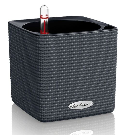 LECHUZA Cube Color16 Επιτραπέζια Γλάστρα 17x17x16cm Αυτοποτιζόμενη με Δοχείο ΑΝΘΡΑΚΙ Γερμανίας RedDot Award 2014German Design Award 2016